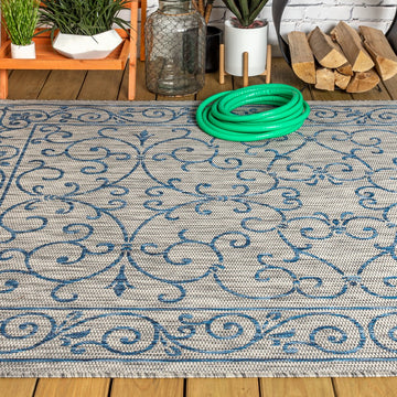 Charleston Vintage Filigree Textured Weave Indoor/outdoor Area Rug